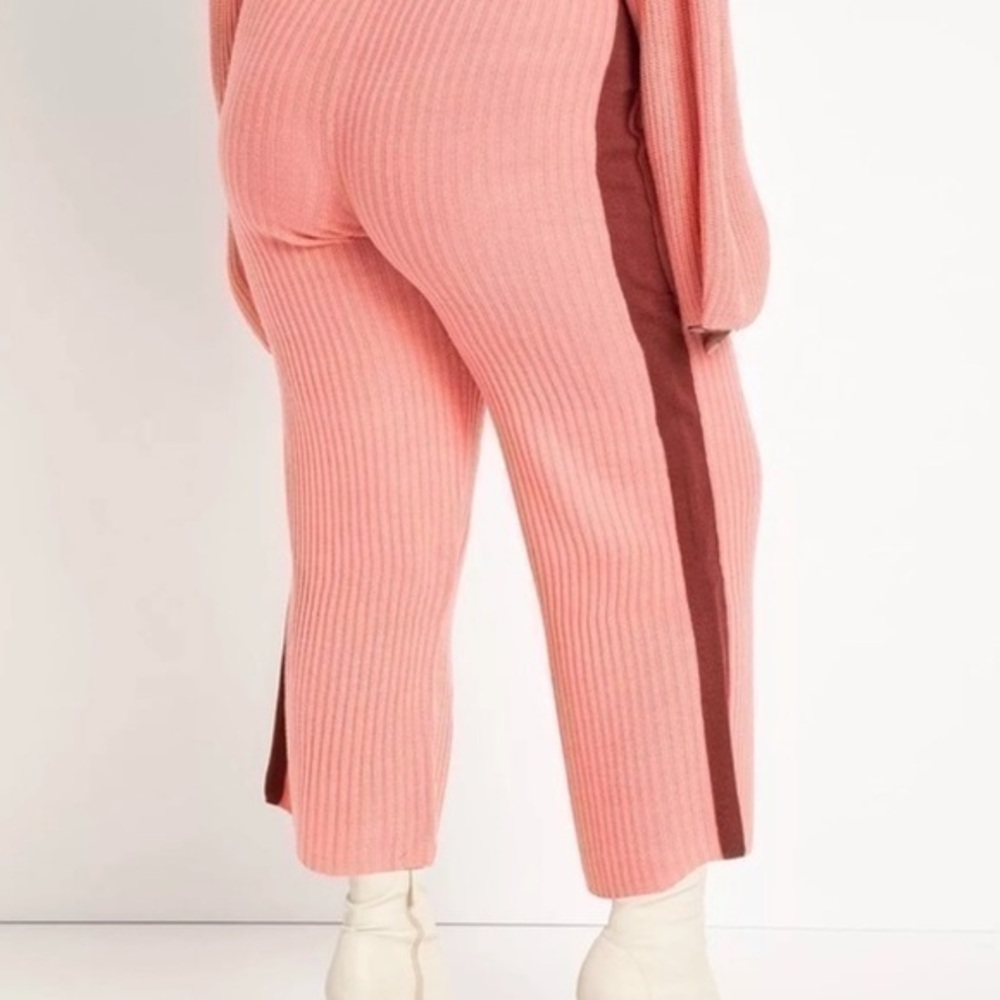 Eloquii pink knit cropped sweater pants 14/16 1X